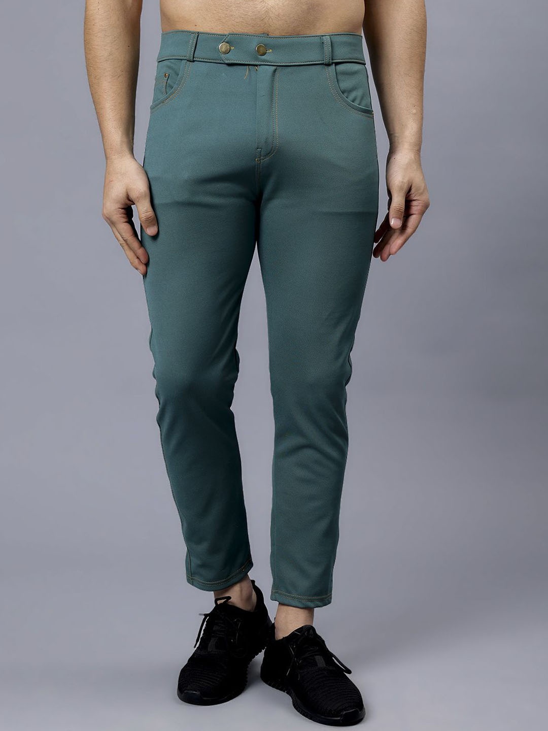 

WE PERFECT Men Relaxed Regular Fit Chinos Trousers, Green