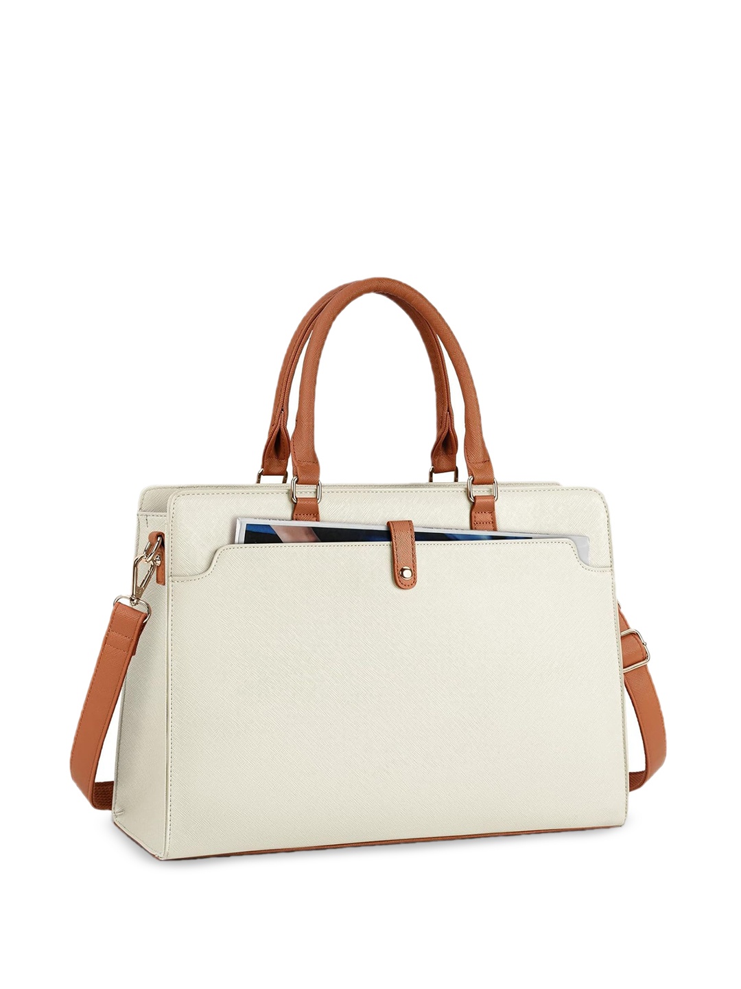 

LA ELLORE Women Leather Structured Handheld Bag, White