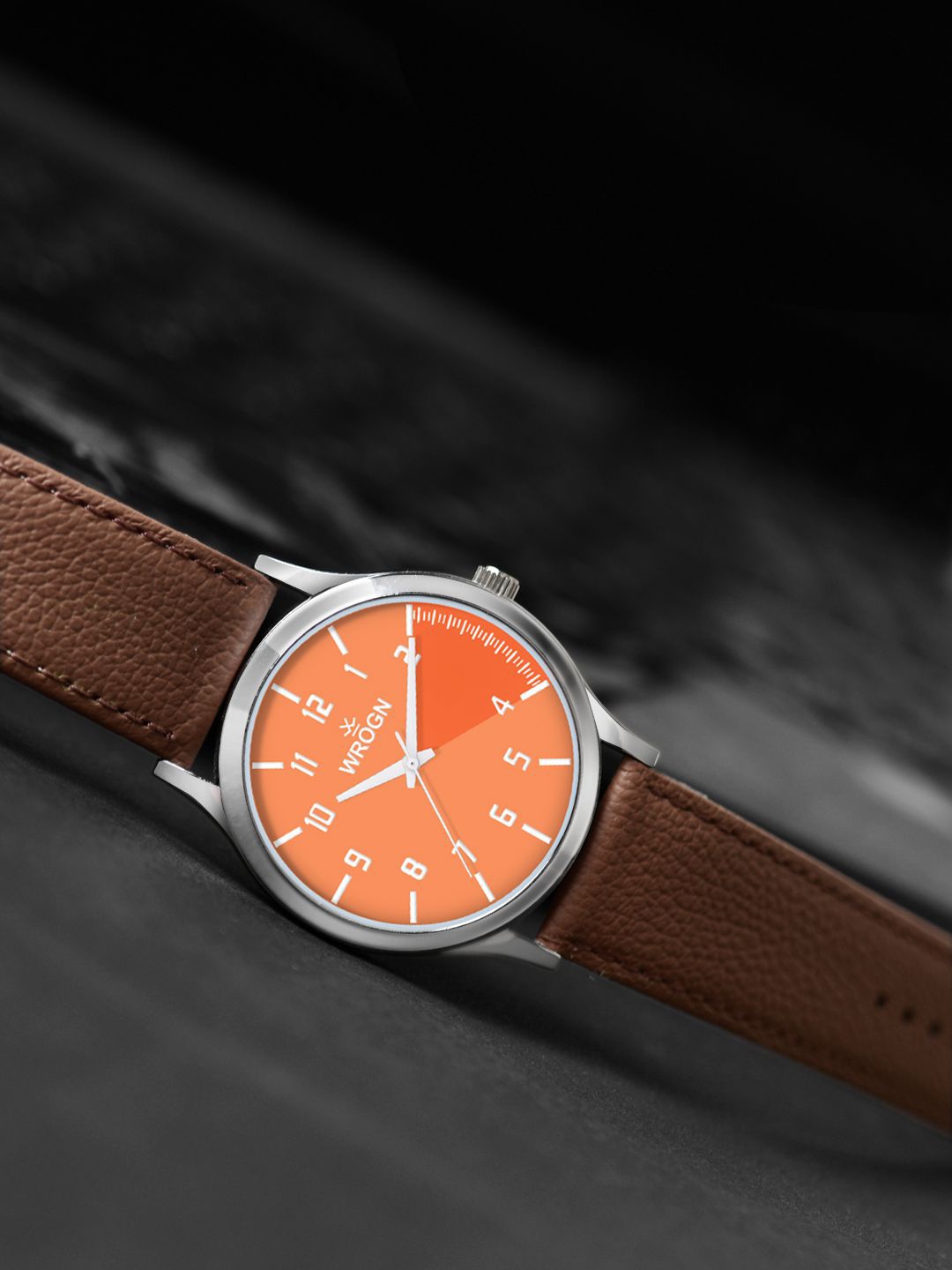 

WROGN Men Dial & Leather Bracelet Style Straps Analogue Watch HOBWRG-24-0408-N, Orange