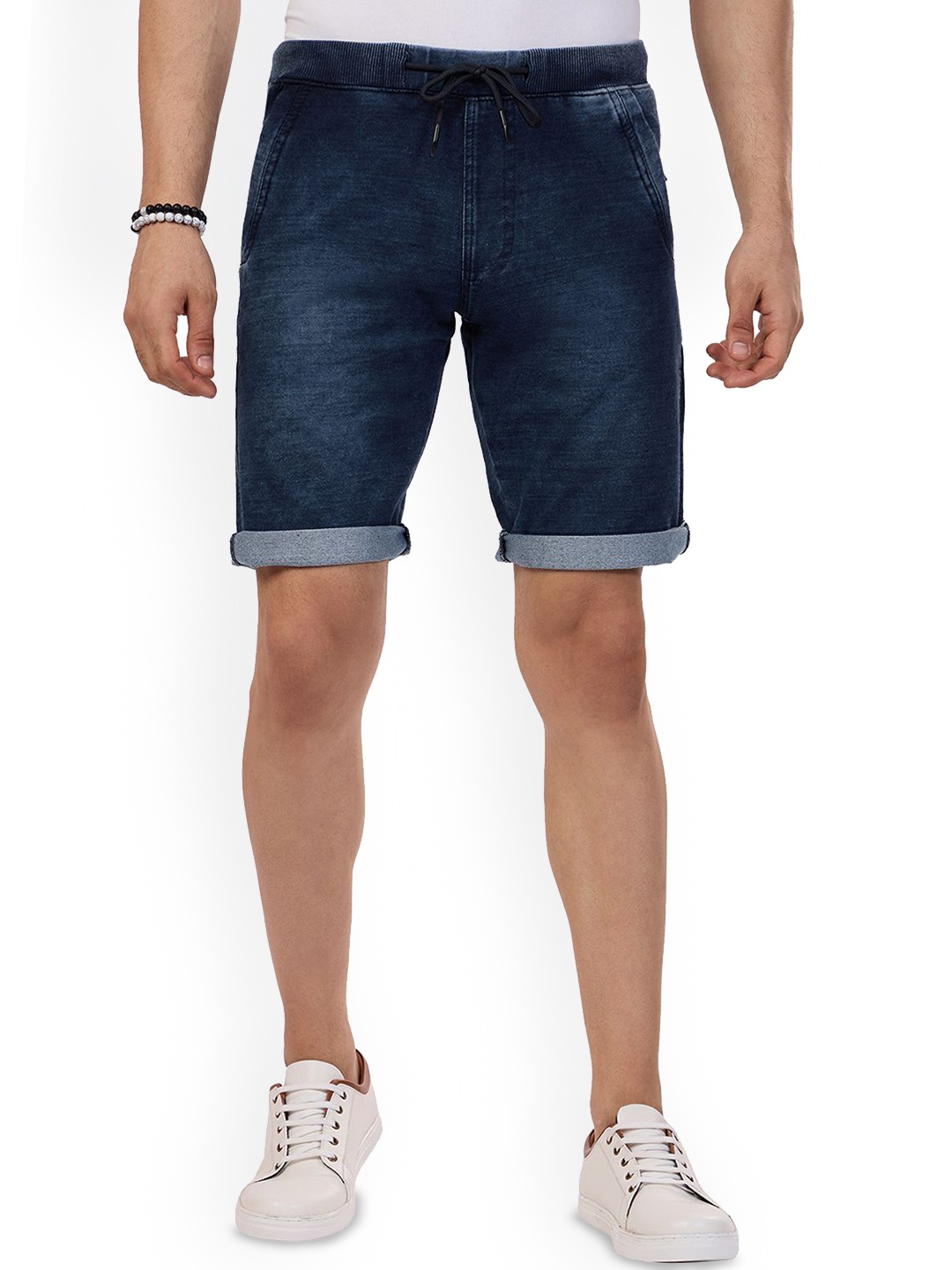 

beevee Men Washed Denim Shorts, Blue