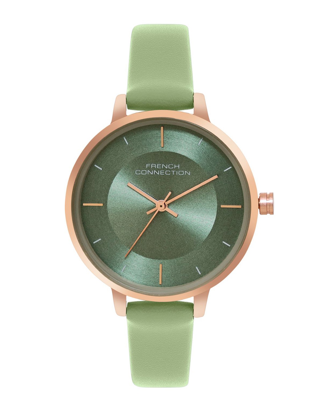 

French Connection Women Embellished Dial & Leather Straps Analogue Watch FCN071NL, Green