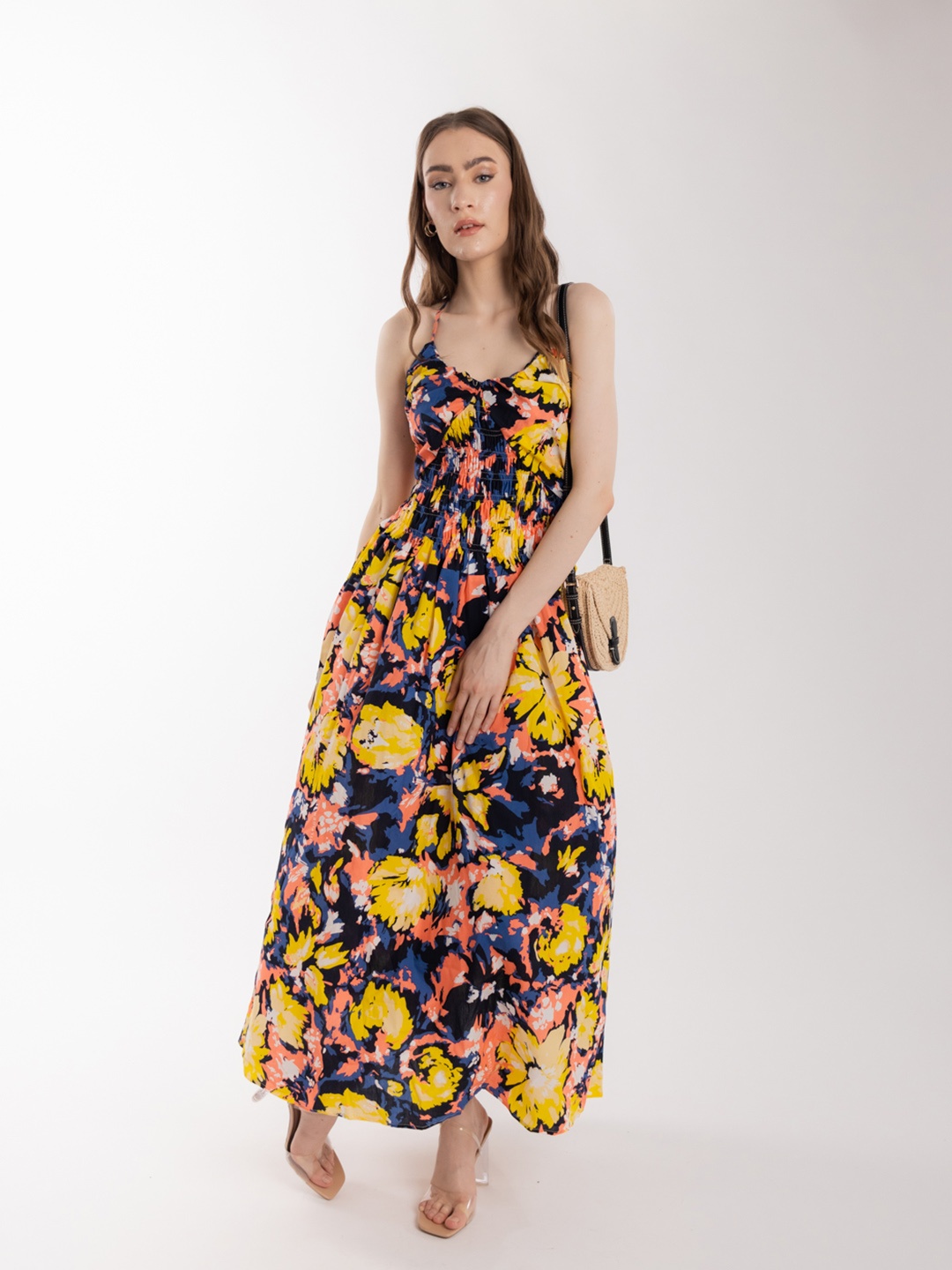 

Stylecast X Hersheinbox Cotton Floral Print Halter Neck Maxi Dress, Multi