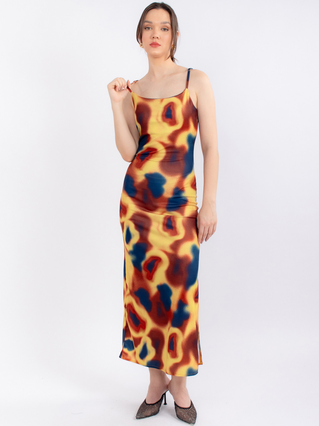 

Stylecast X Hersheinbox Print Bodycon Maxi Dress, Mustard