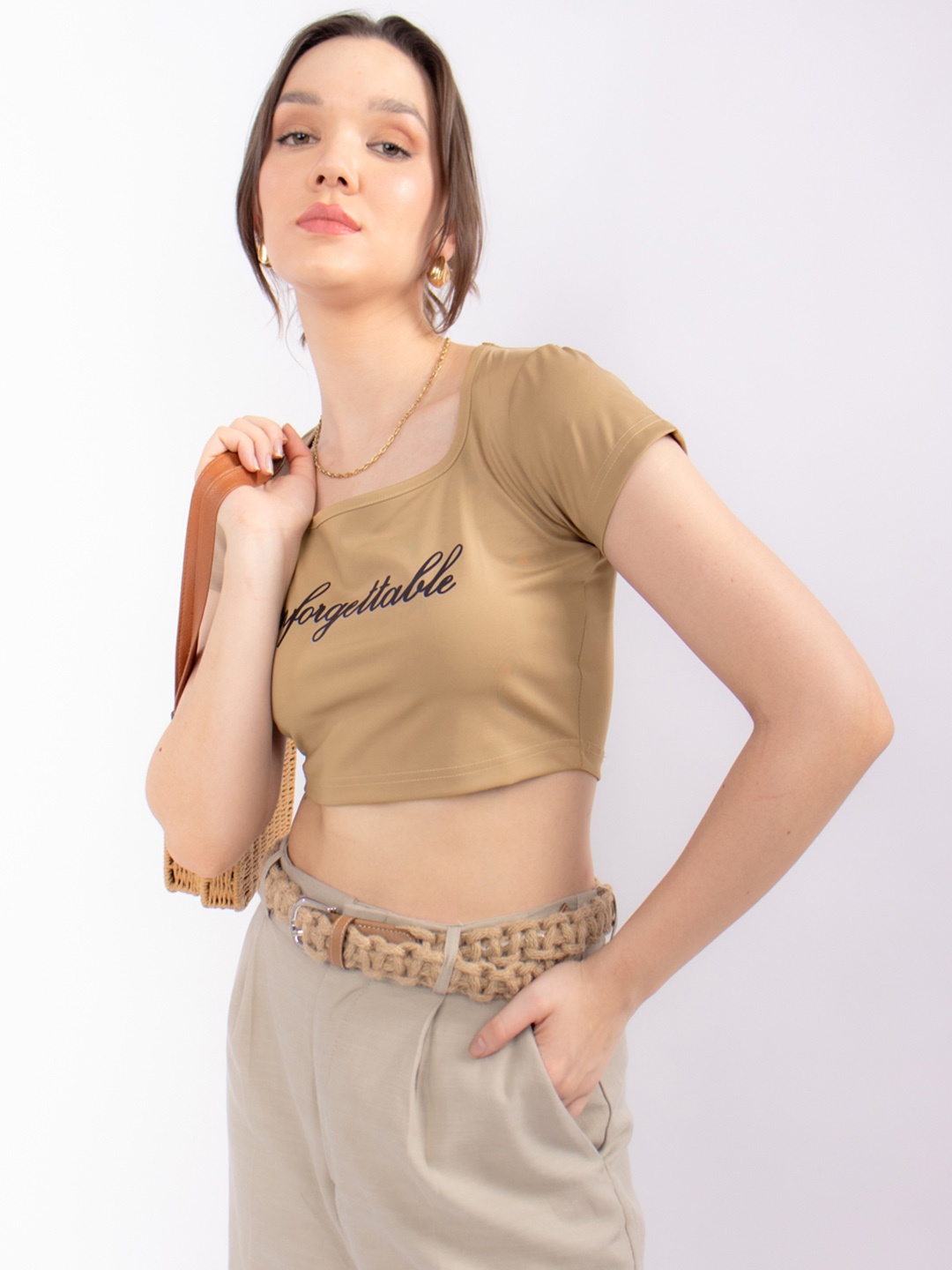 

Stylecast X Hersheinbox Print Crop Top, Beige