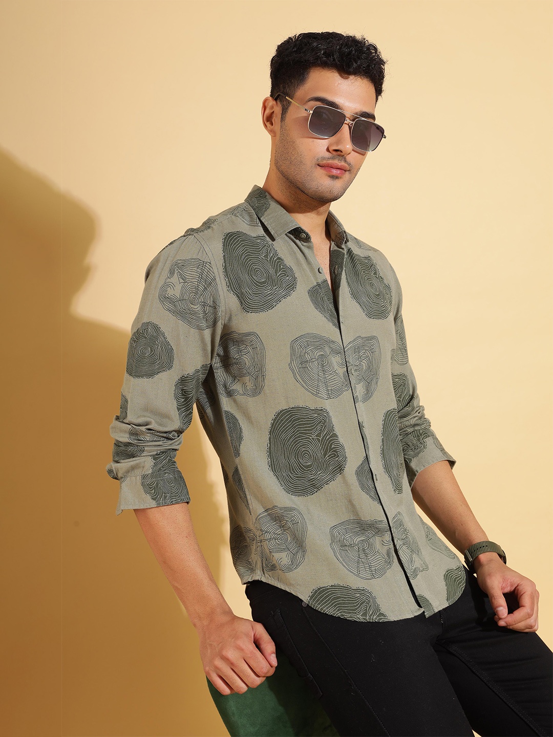 

HERE&NOW Men Slim Fit Opaque Printed Casual Shirt, Multi