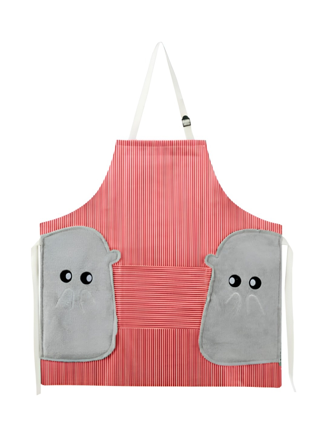 

P-Plus International Red & Grey Striped Apron