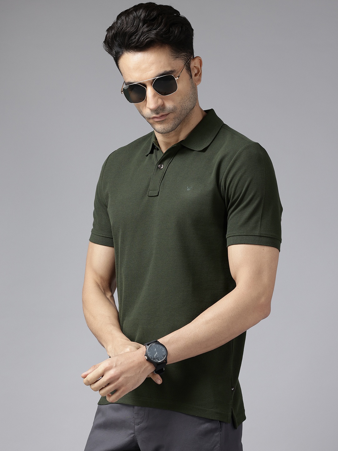 

Blackberrys Polo Collar Pure Cotton Slim Fit T-shirt, Olive