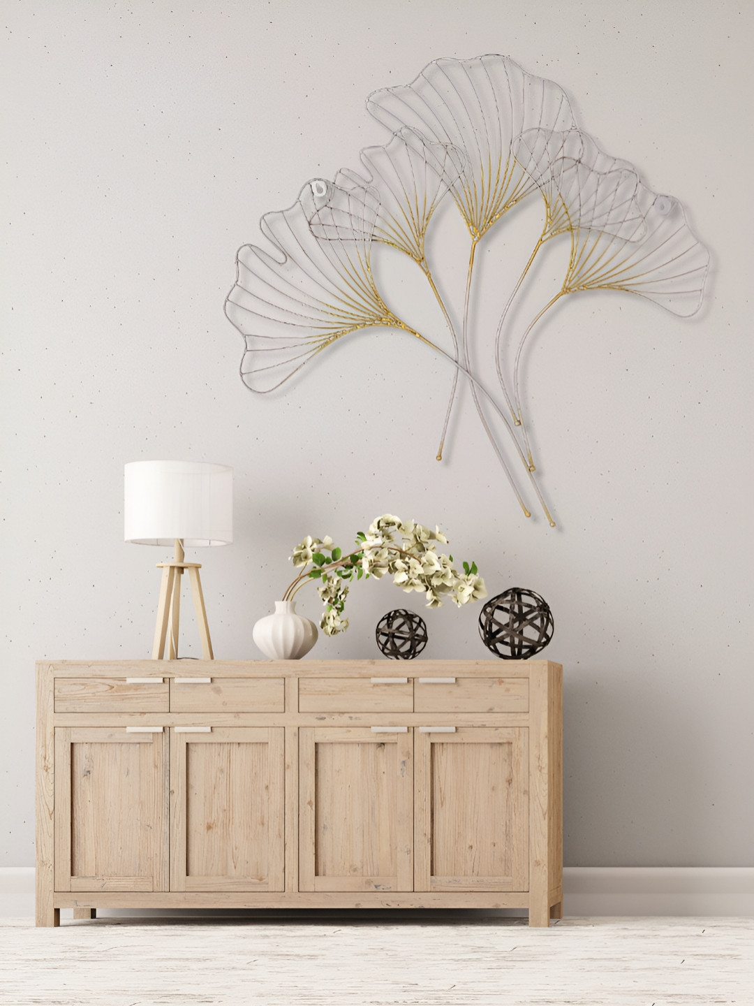 

Aapno Rajasthan Silver Toned & Gold Toned Floral Iron Wire Textured Metal Wall Decor