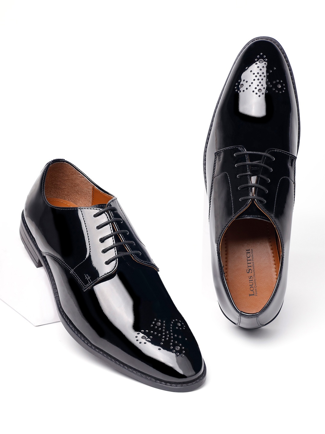 

LOUIS STITCH Men Formal Lace Up Derby Shoes, Black