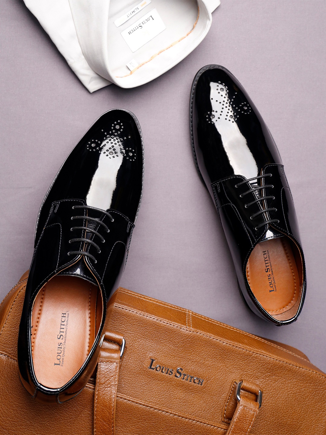 

LOUIS STITCH Men Formal Lace Up Derby Shoes, Black