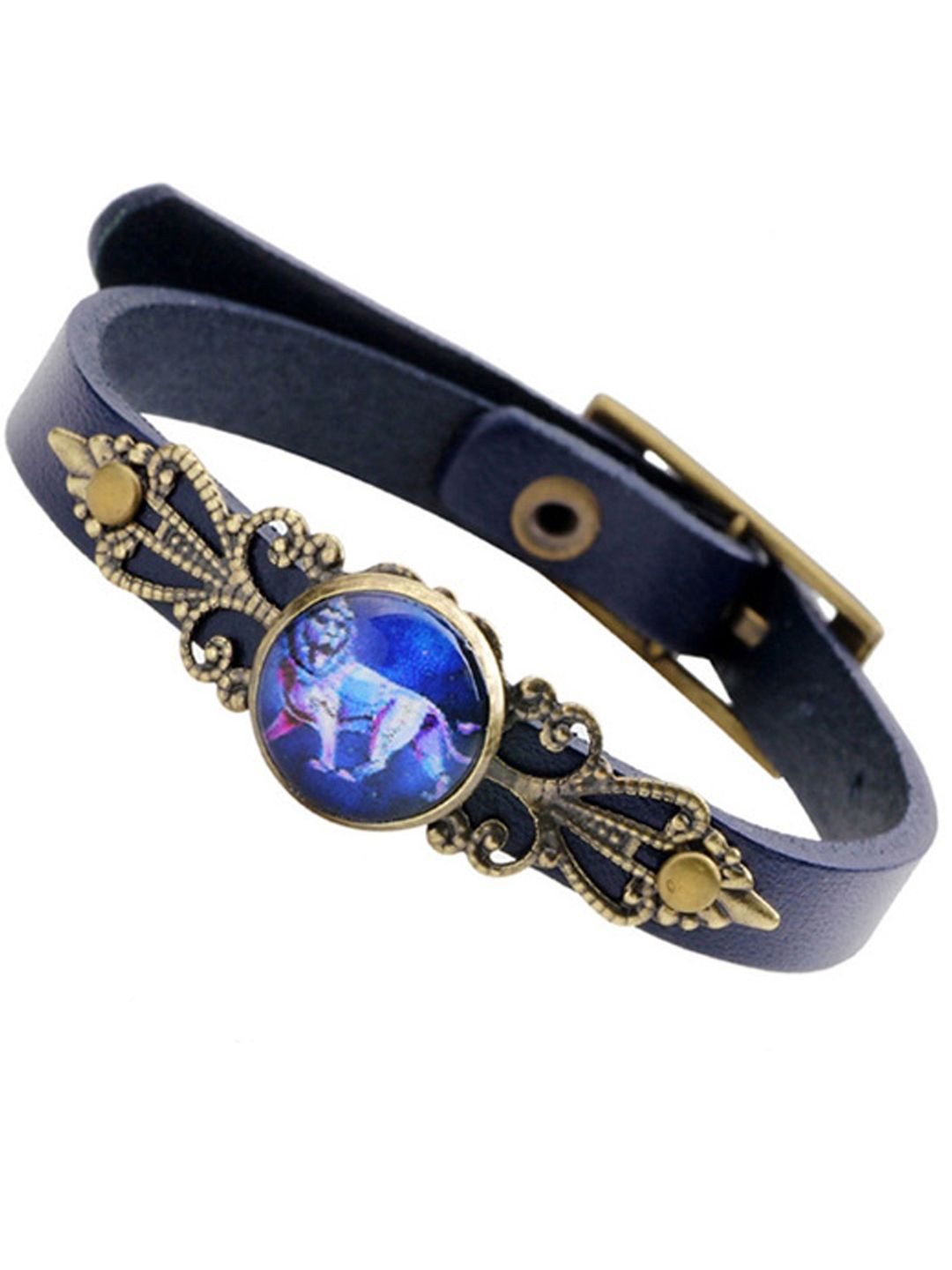 

Young & Forever Men Leo Constellation Leather Wraparound Bracelet, Gold