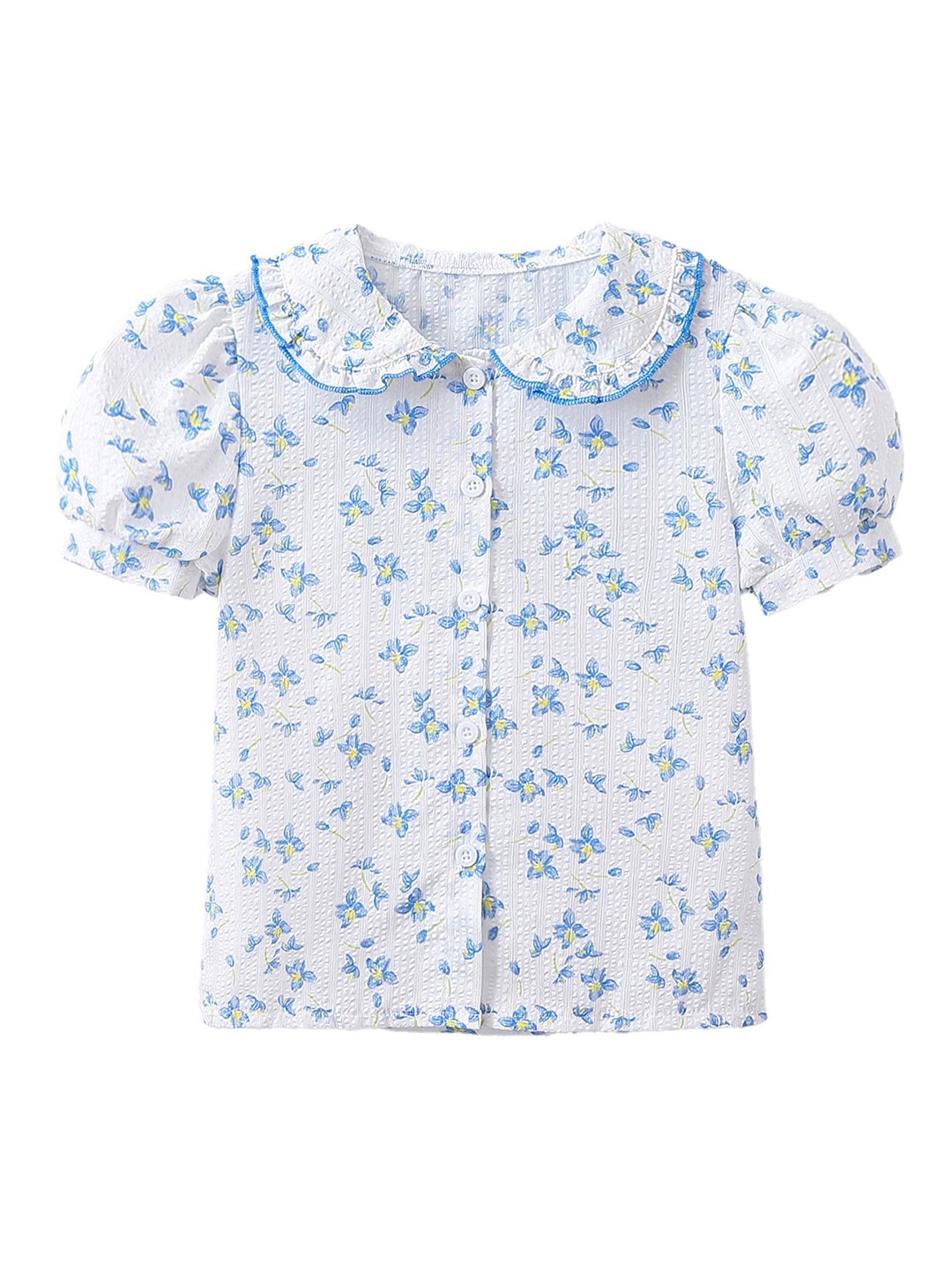 

StyleCast x Revolte Girls Floral Printed Peter Pan Collar Casual Shirt, White
