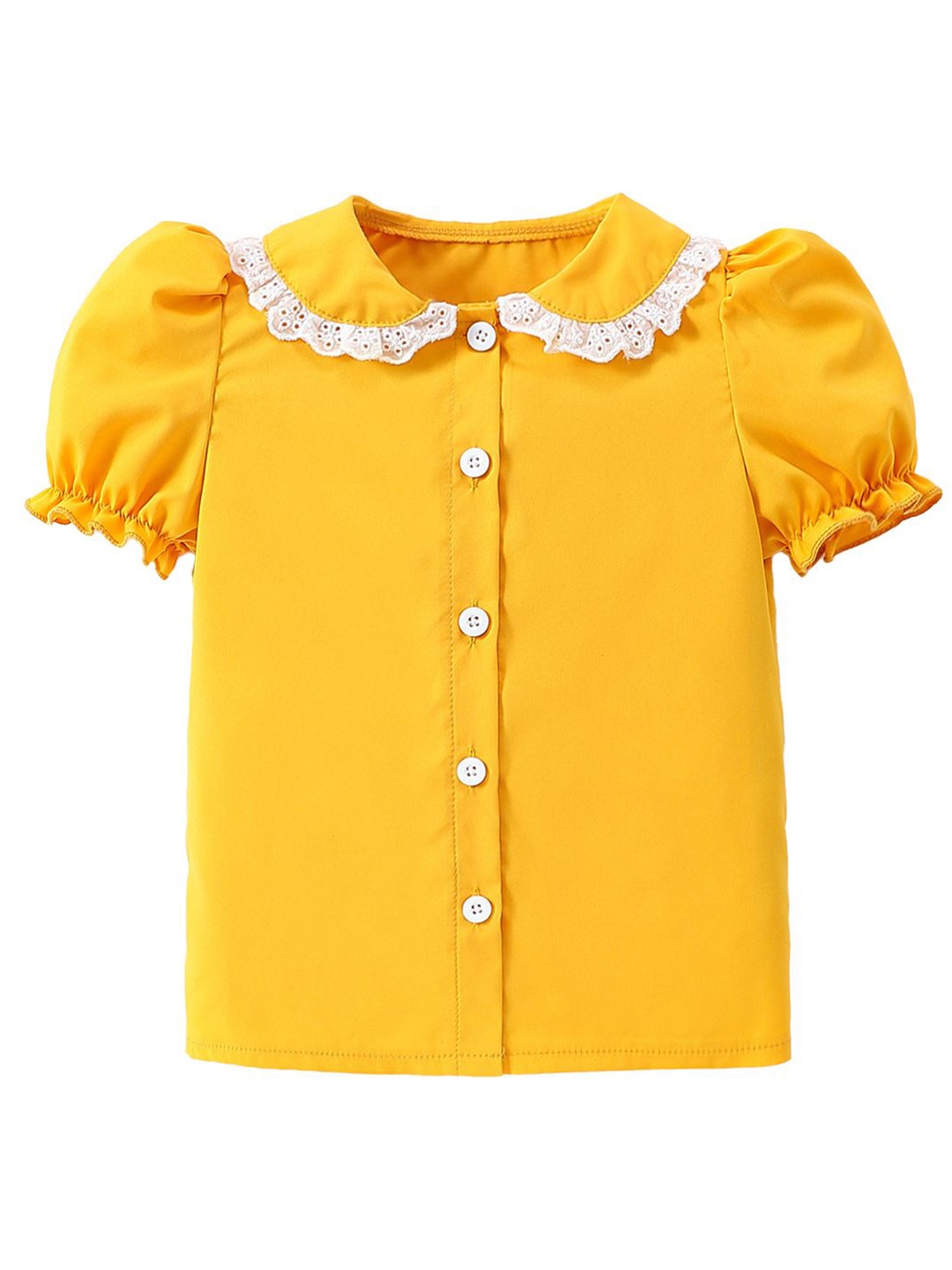 

StyleCast x Revolte Solid Peter Pan Collar Casual Shirt, Yellow