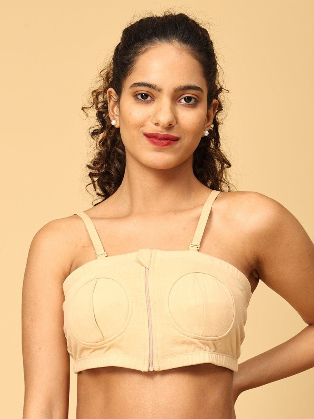 

The Mom Store Pack of 2 Full Coverage Non Padded Cotton Maternity Bra-All Day Comfort, Beige