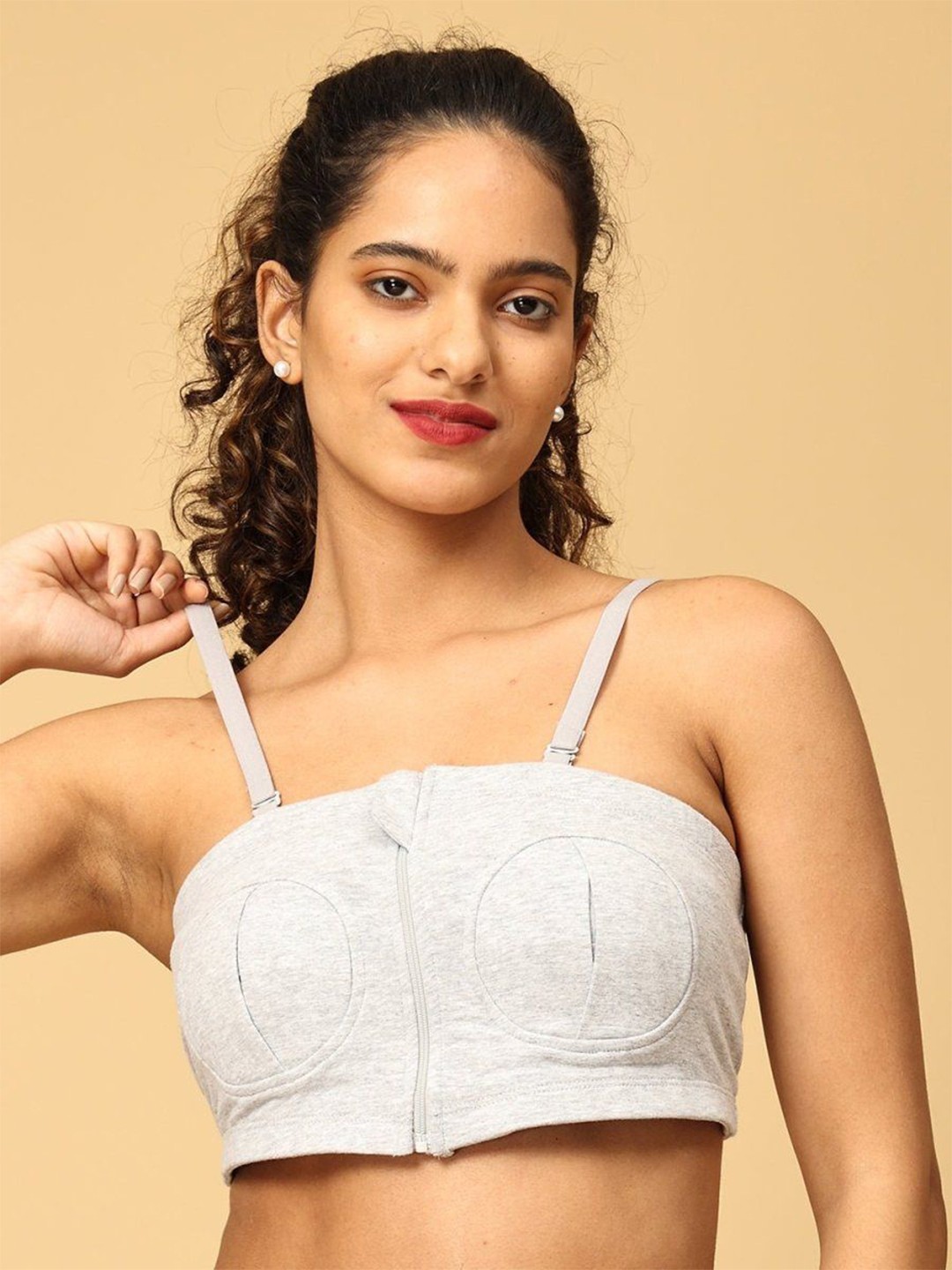

The Mom Store Pack of 2 Full Coverage Non Padded Cotton Maternity Bra-All Day Comfort, Grey