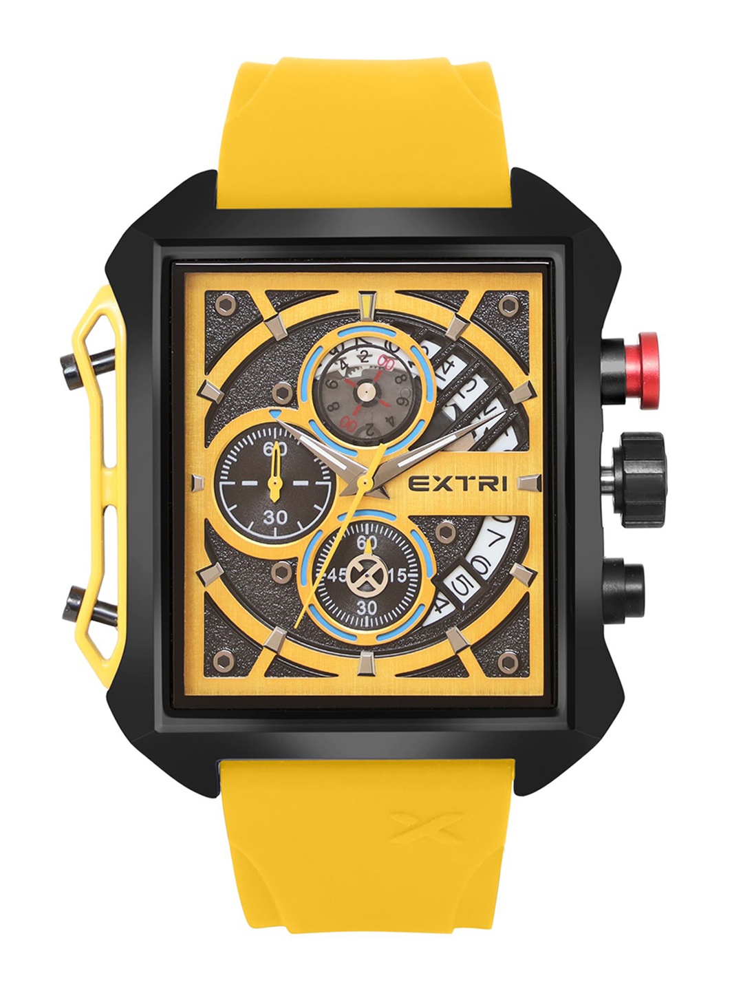 

EXTRI Men Printed Dial & Rubber Straps Analogue Watch X6059-D, Yellow