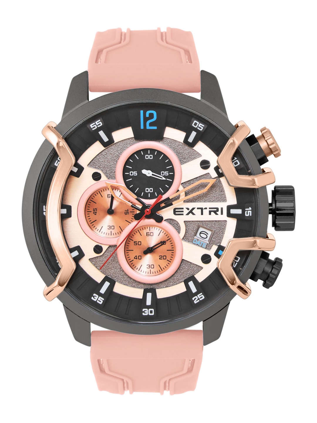 

EXTRI Men Skeleton Dial & Stainless Steel Straps Analogue Watch X6054-D, Pink