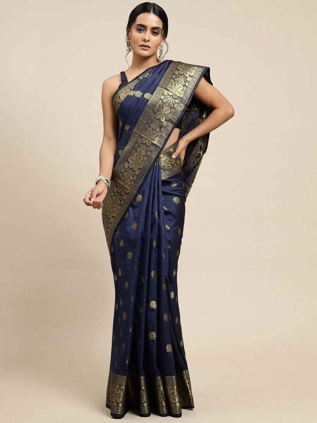 

Jinal & Jinal Zari Woven Design Banarasi Saree, Blue