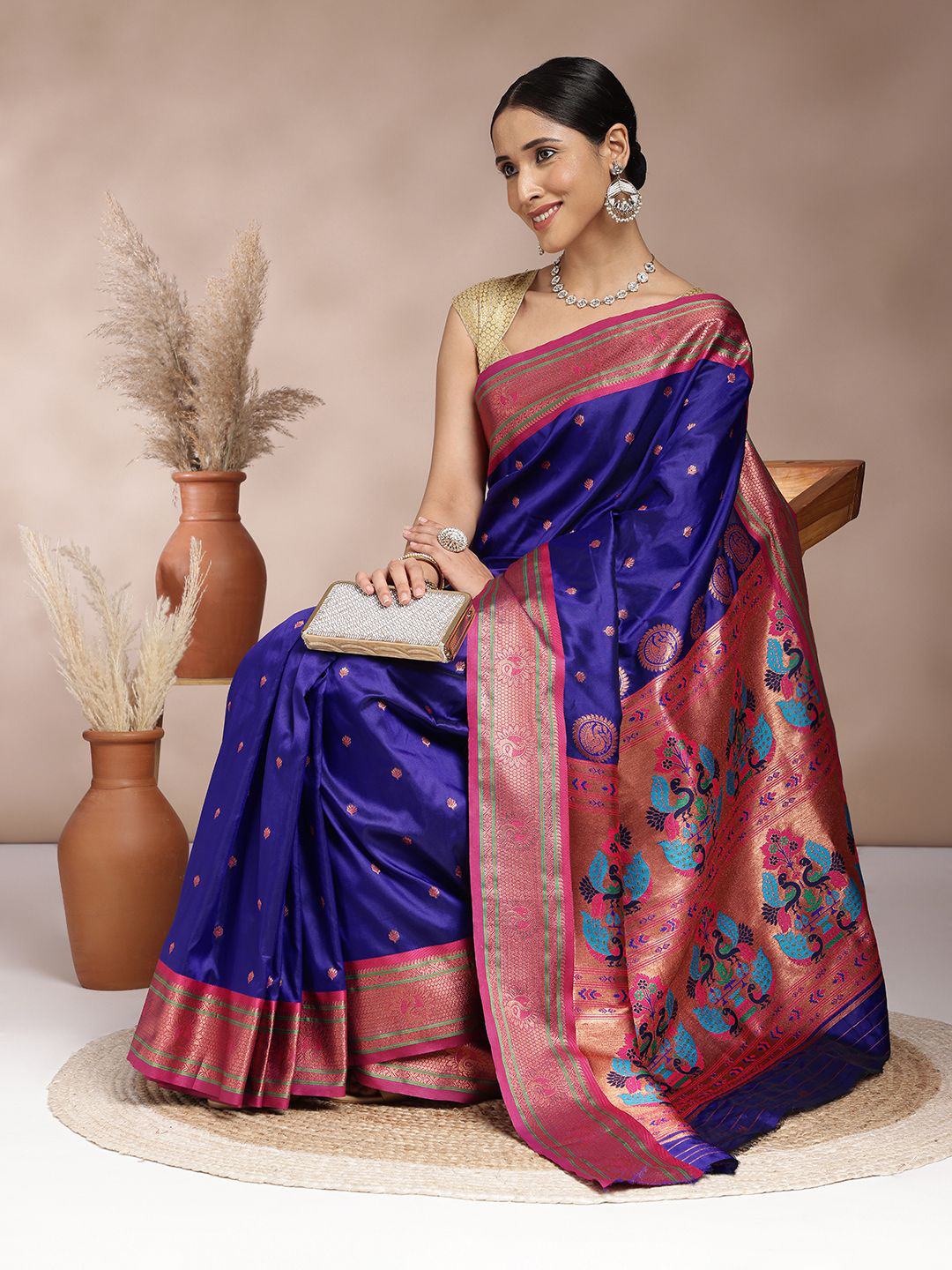 

JUST FASHION Warli Paithani Sarees, Purple