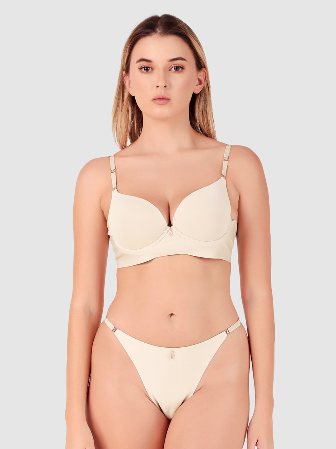 

Secret Lives Heavily Padded Lingerie Set, Beige
