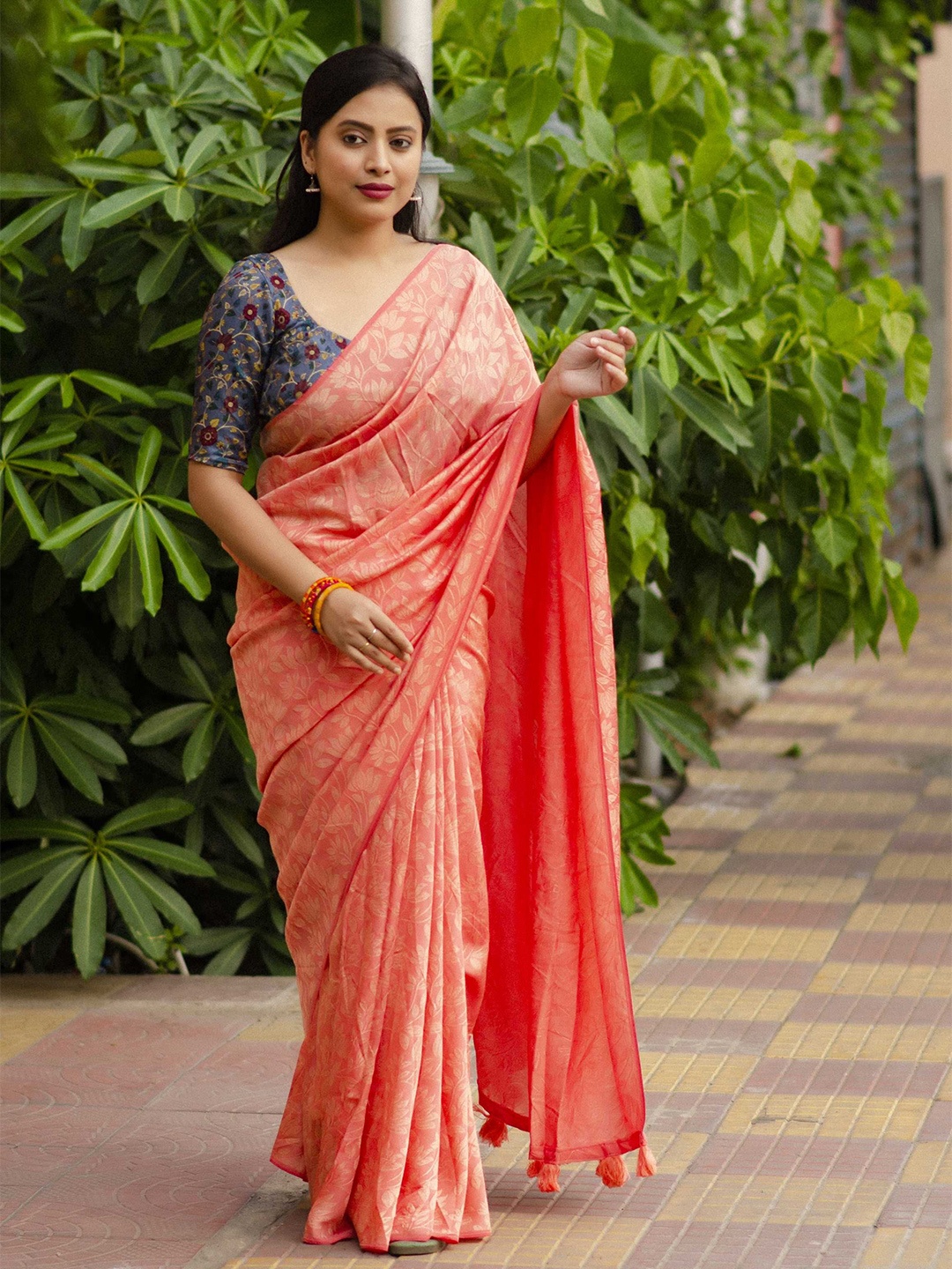 

Panzora Ethnic Motifs Saree, Orange