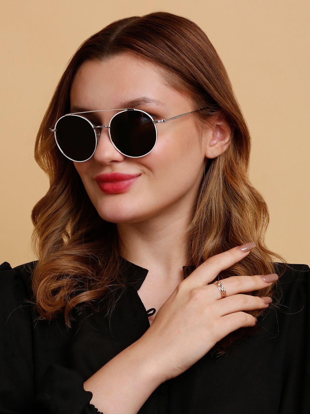 

SUNNIES Women Round Sunglasses with Polarised Lens SNS-11683-C202, Brown