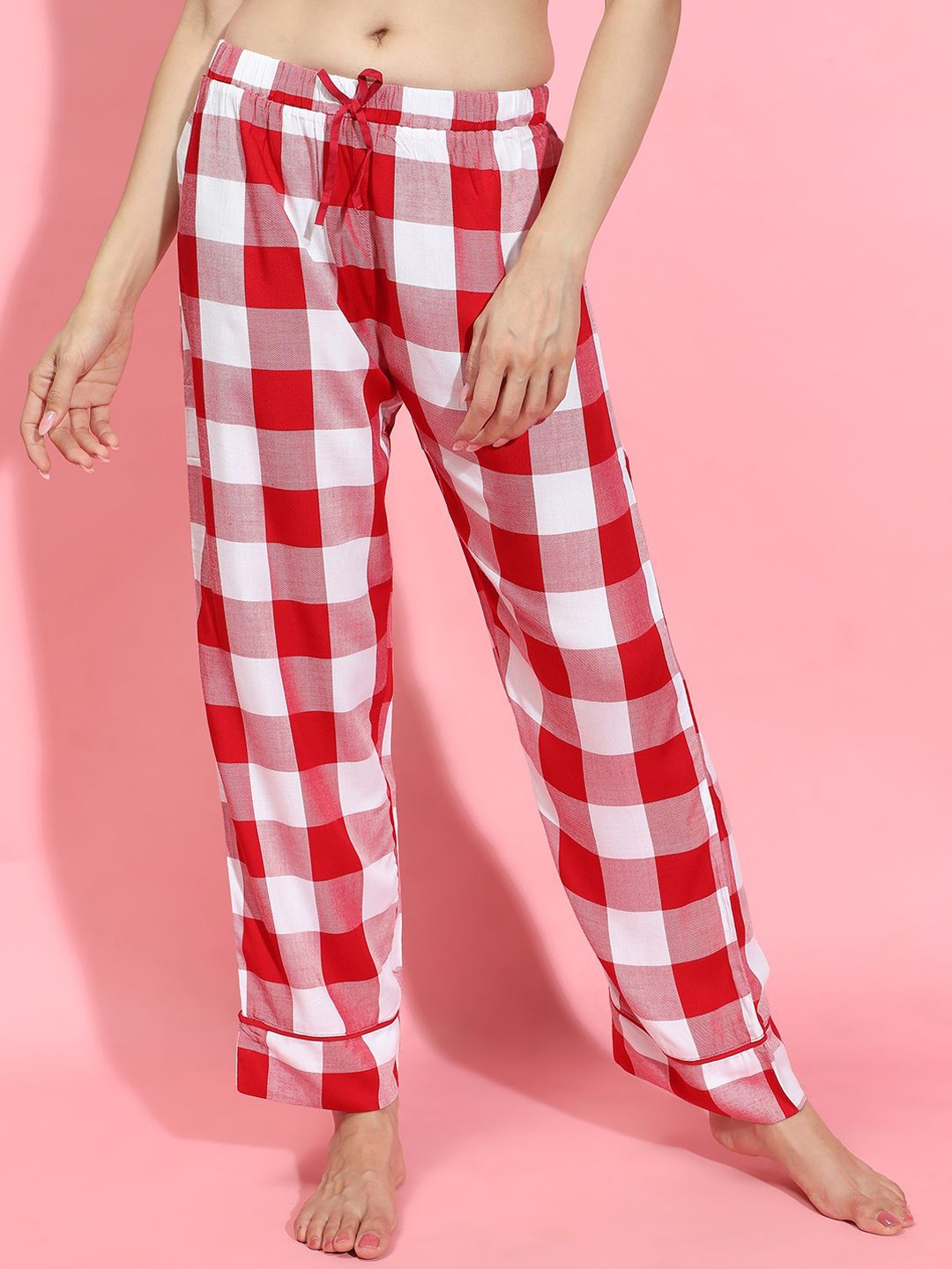 

Oxolloxo Women Checked Lounge Pants, Red