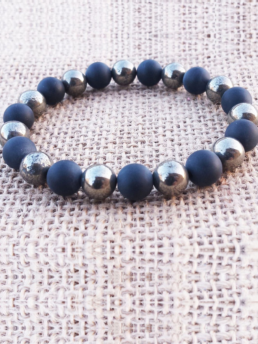 

Young & Forever Unisex Onyx Crystal Gem Stone Bracelet, Black