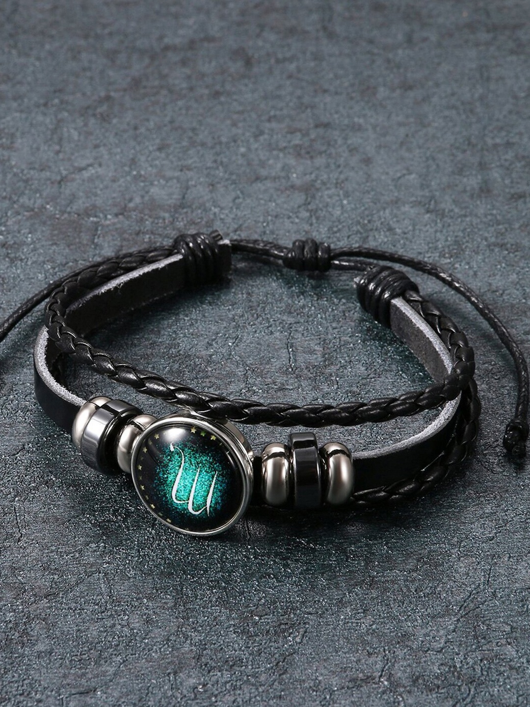 

Young & Forever Unisex Scorpio Leather Multistrand Bracelet, Black