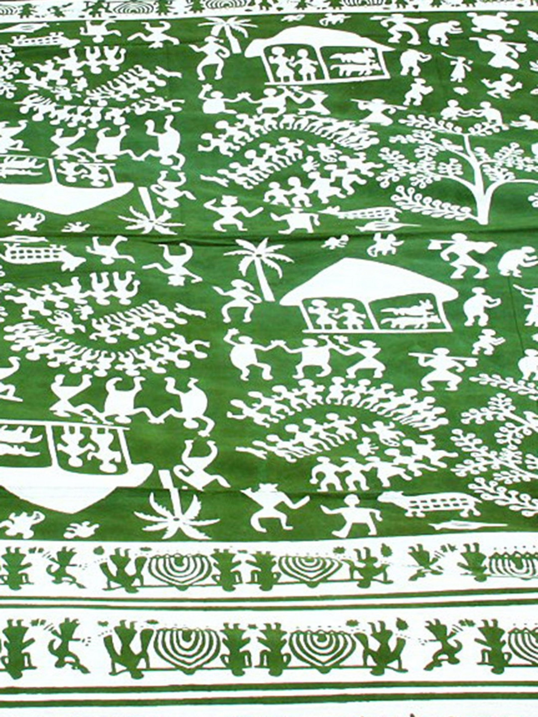 

Exotic India Green & White Printed 300 TC Cotton Queen Bedsheet With 2 Pillow Covers