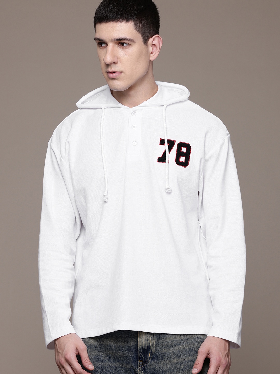 

The Roadster Lifestyle Co. Applique Detail Hooded Sweatshirt, White