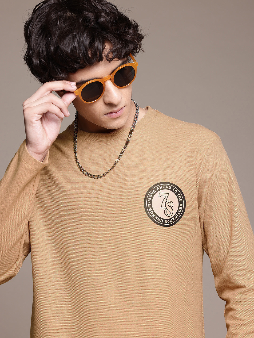 

The Roadster Lifestyle Co. Printed Detail Sweatshirt, Beige
