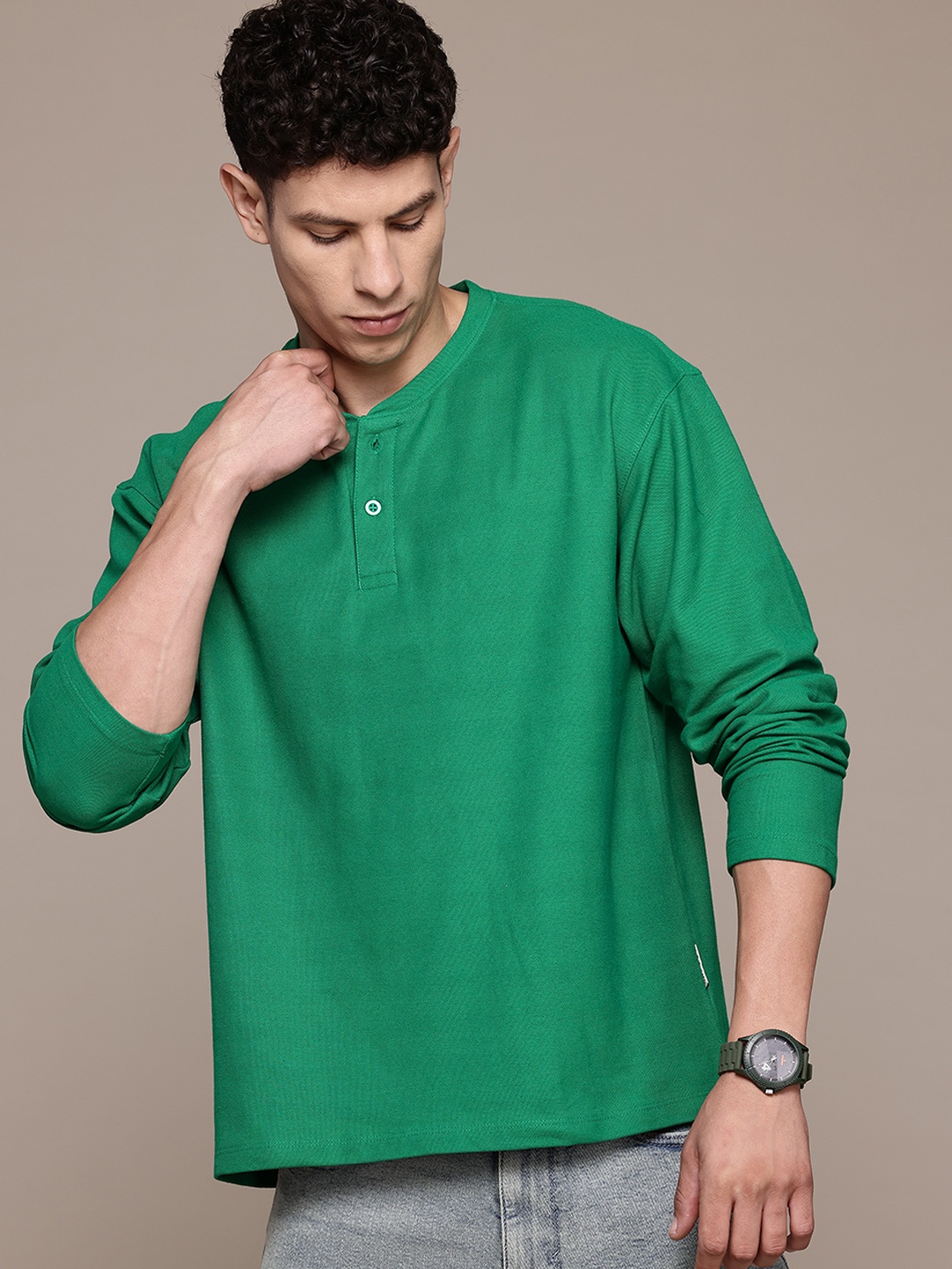 

The Roadster Lifestyle Co. Henley Neck Sweatshirt, Green