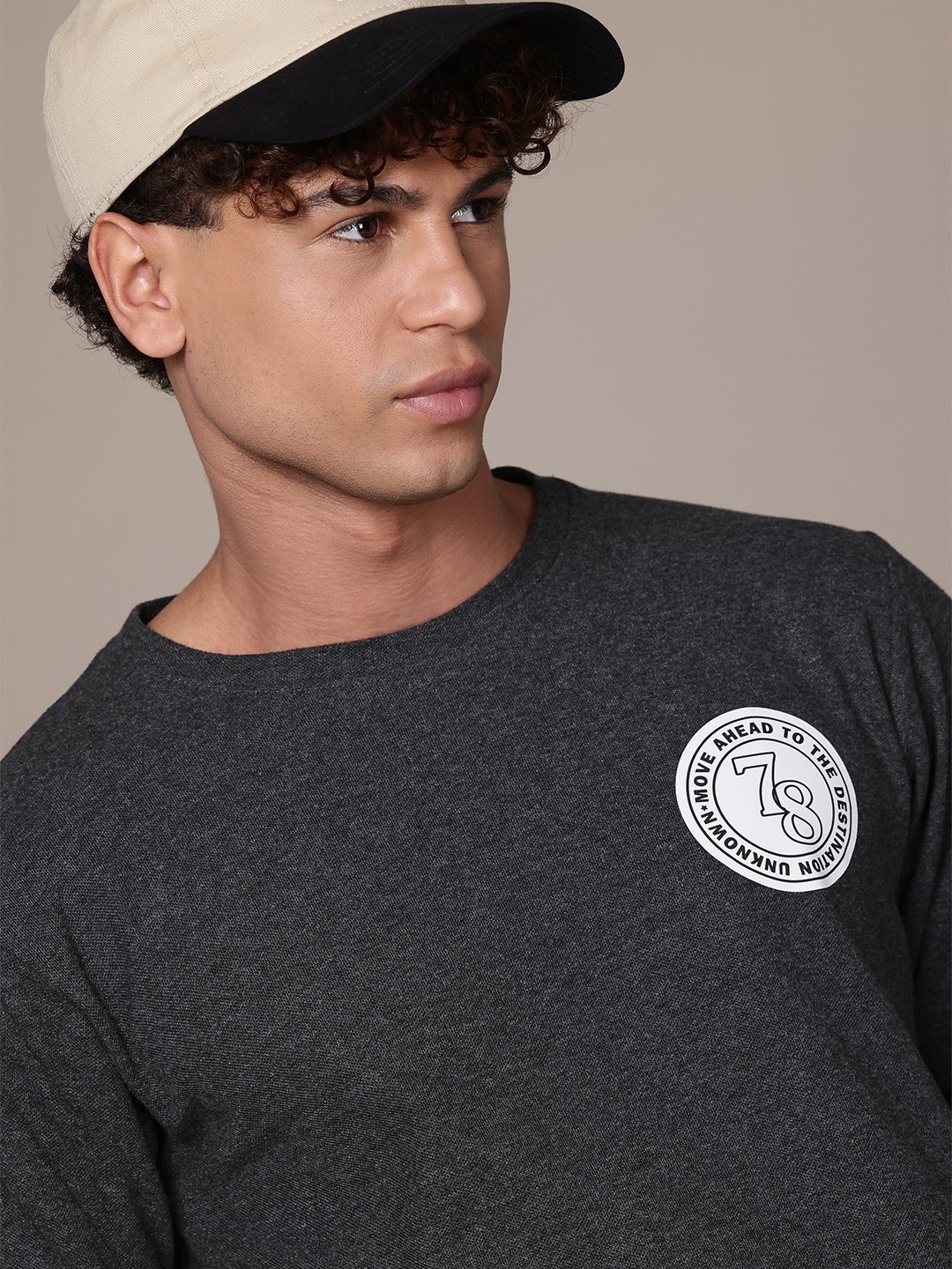 

Roadster The Lifestyle Co. Round Neck Applique Detail Sweatshirt, Charcoal