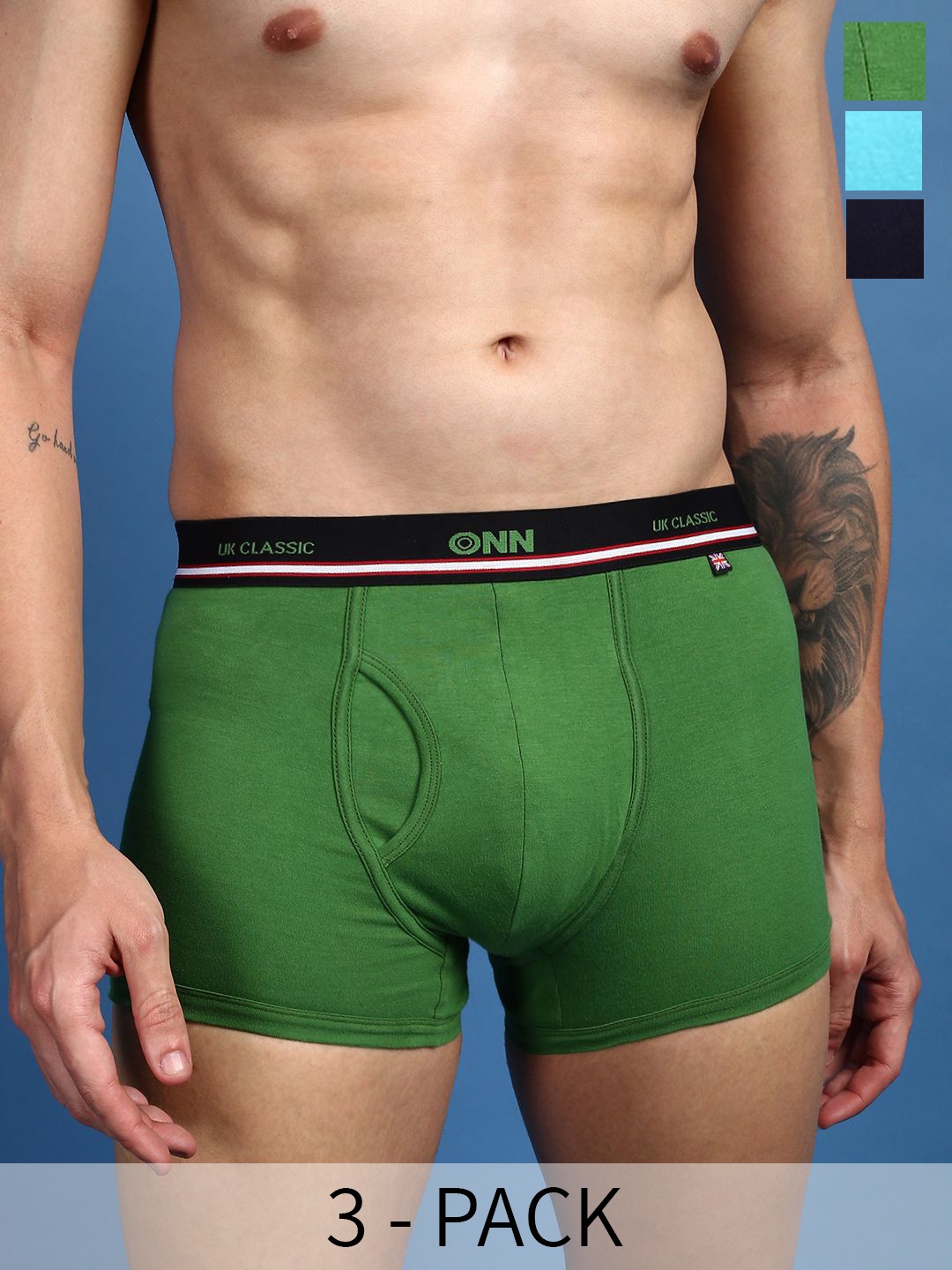 

ONN Pack Of 3 Short Trunks ONN_UK_44_AST4_3PC, Green