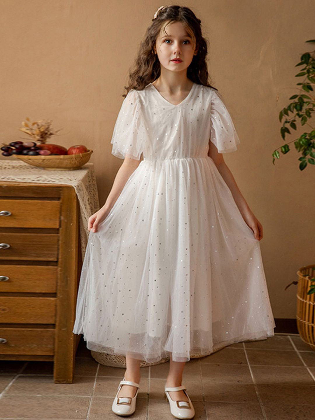 

INCLUD Embellished Fit and Flare Midi Dress, White