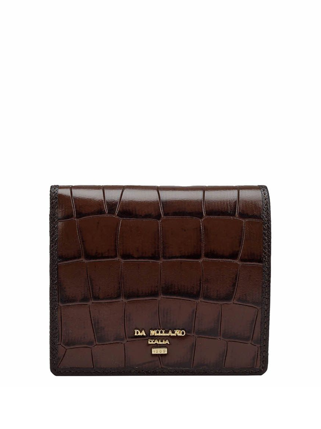 

Da Milano Women Textured Leather Two Fold Wallet, Brown