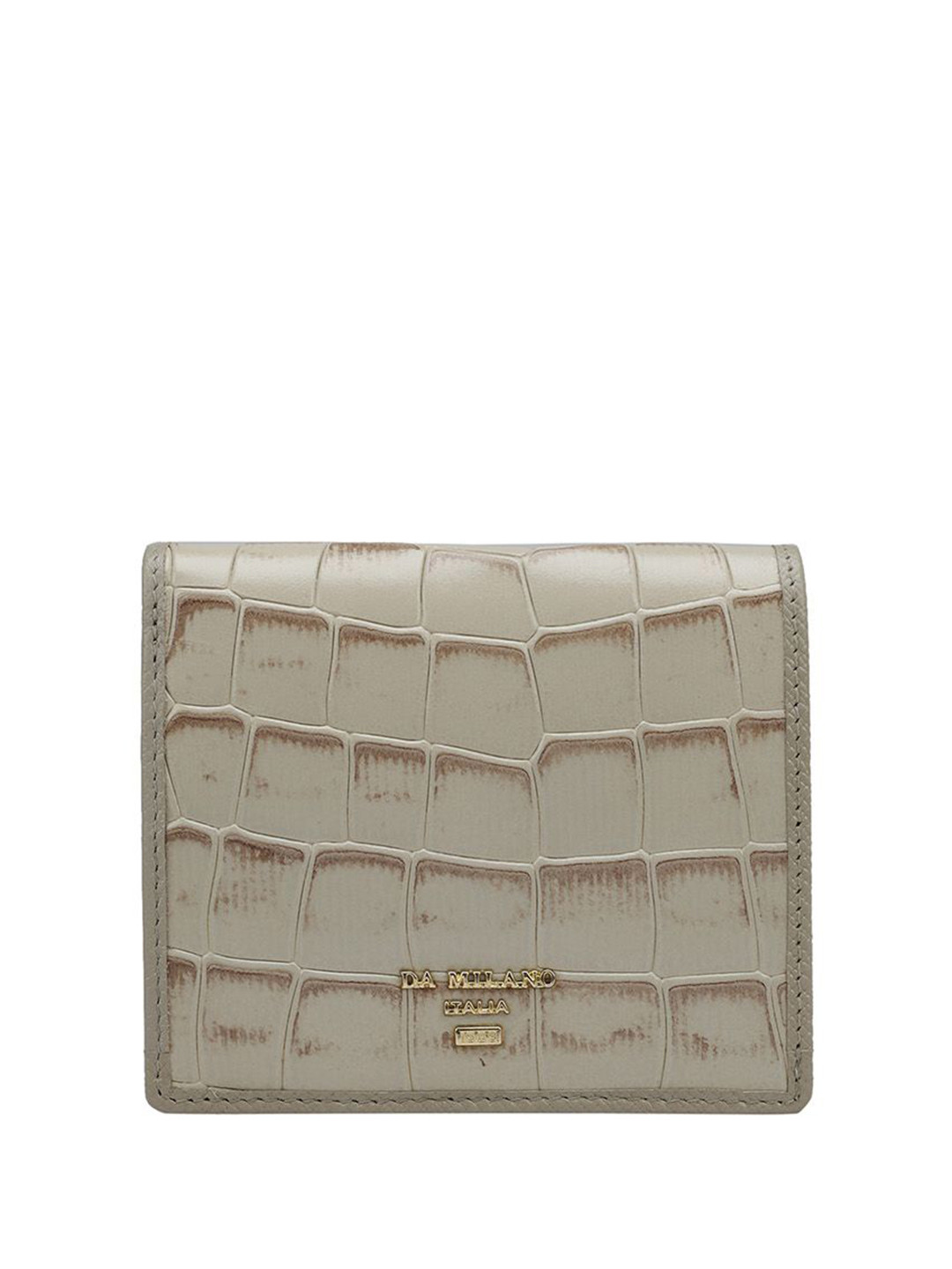 

Da Milano Women Textured Leather Two Fold Wallet, Off white