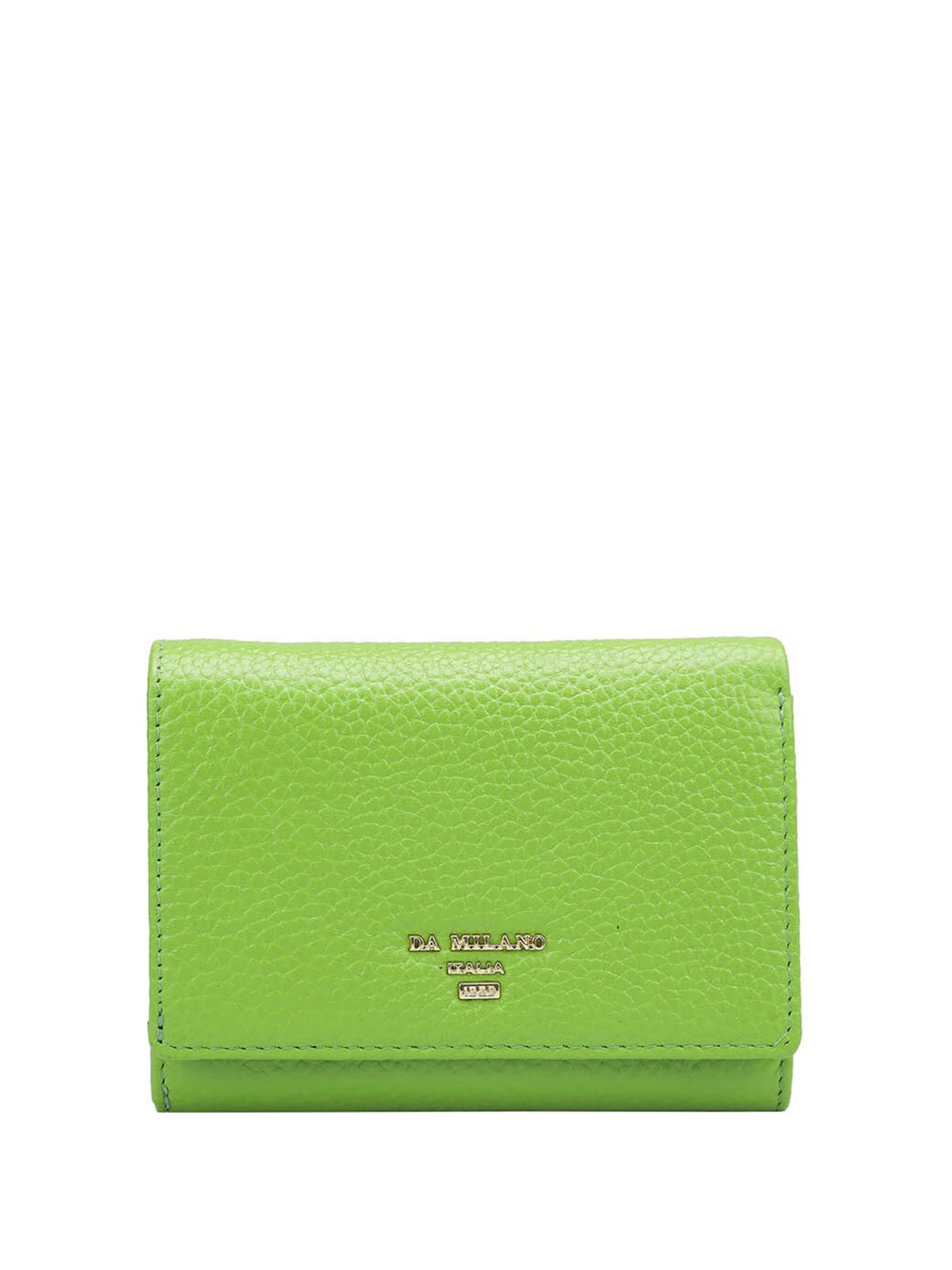 

Da Milano Women Textured Leather Two Fold Wallet, Green