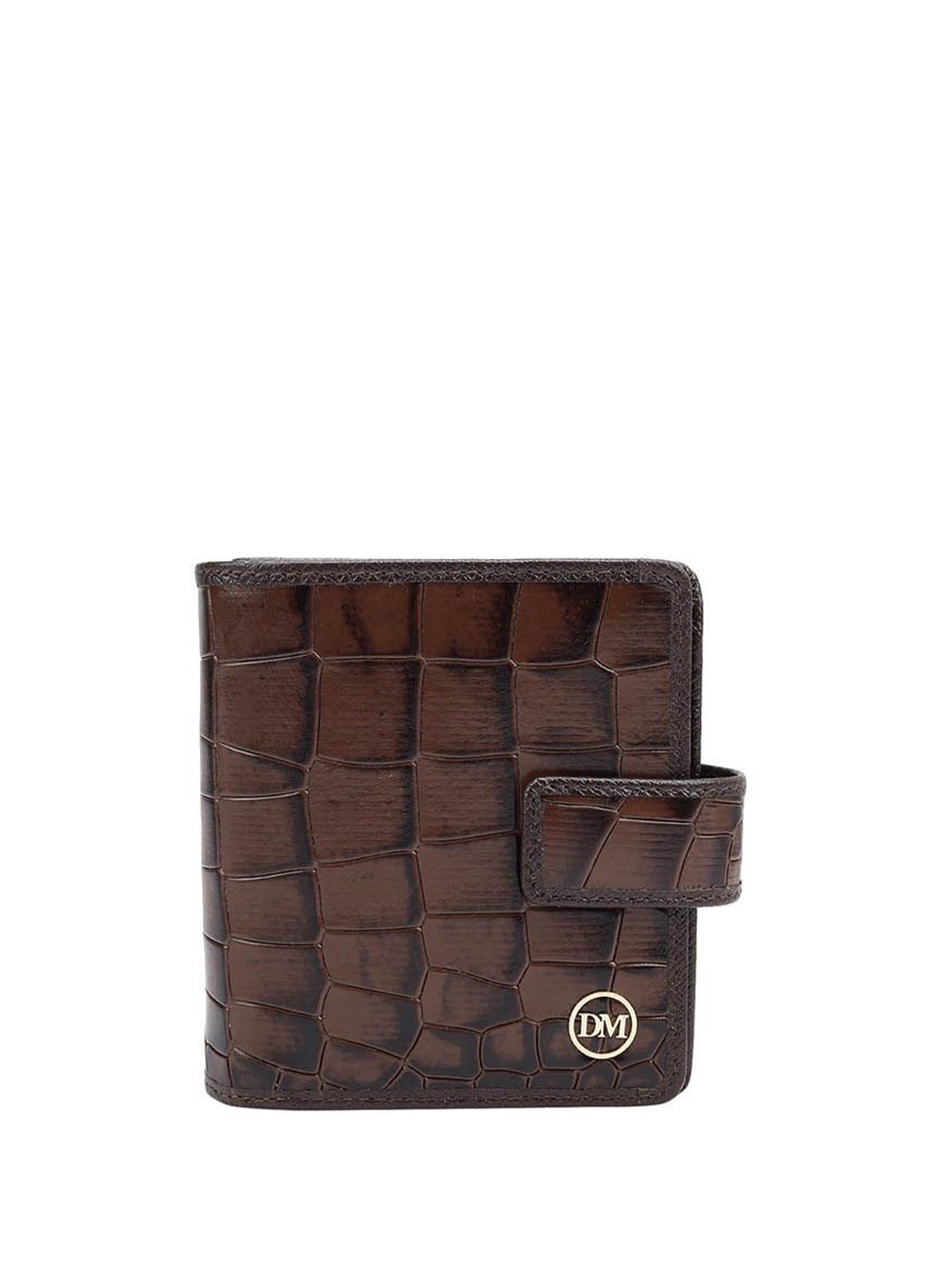 

Da Milano Women Checked Leather Two Fold Wallet, Brown