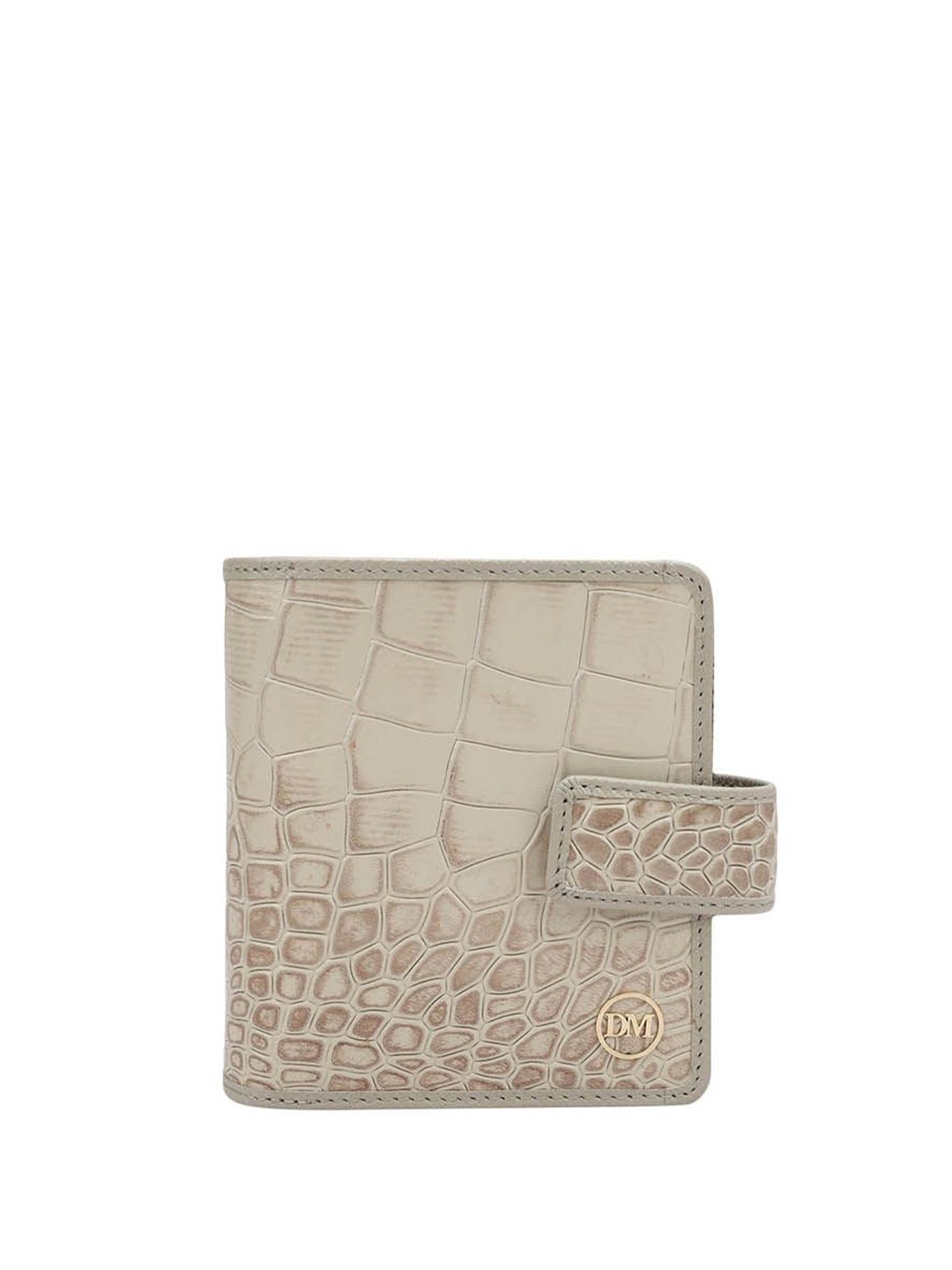 

Da Milano Women Textured Leather Two Fold Wallet, Beige