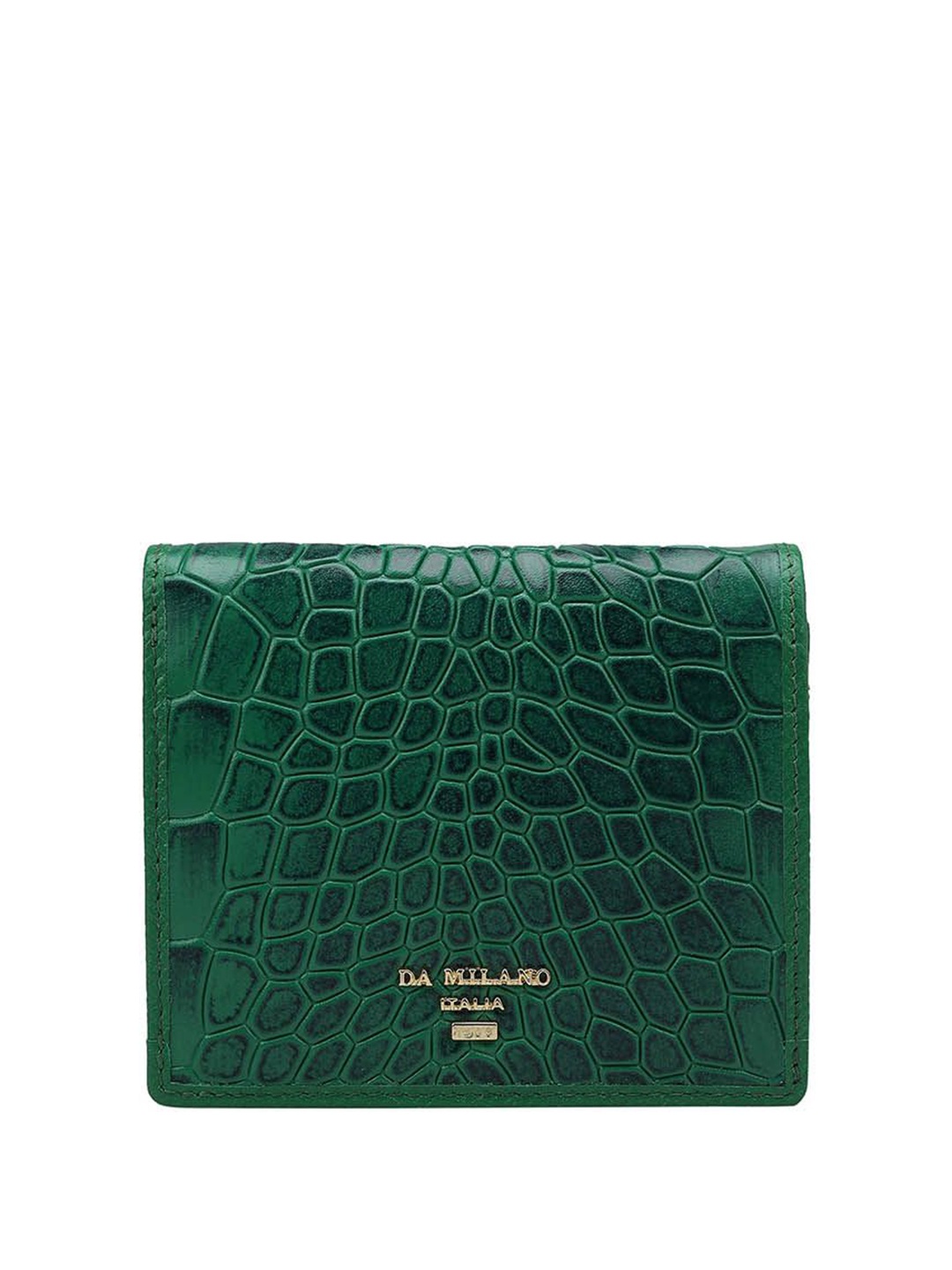 

Da Milano Women Textured Leather Two Fold Wallet, Green
