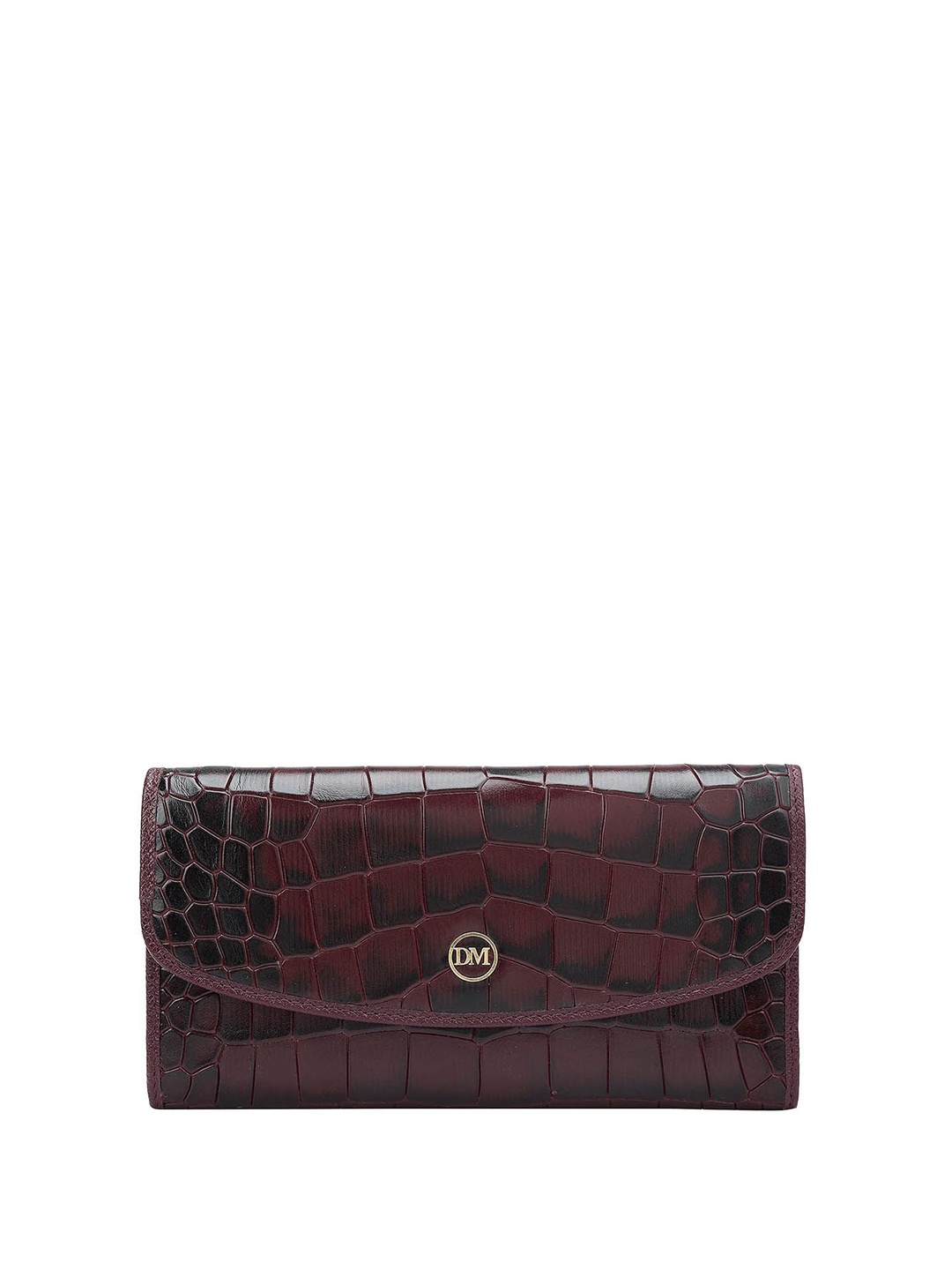 

Da Milano Women Textured Leather Envelope Wallet, Burgundy