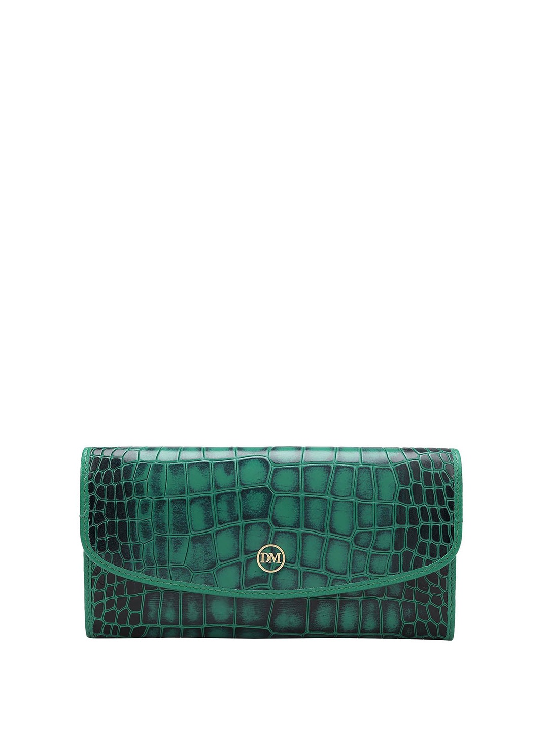 

Da Milano Women Textured Leather Envelope Wallet, Green