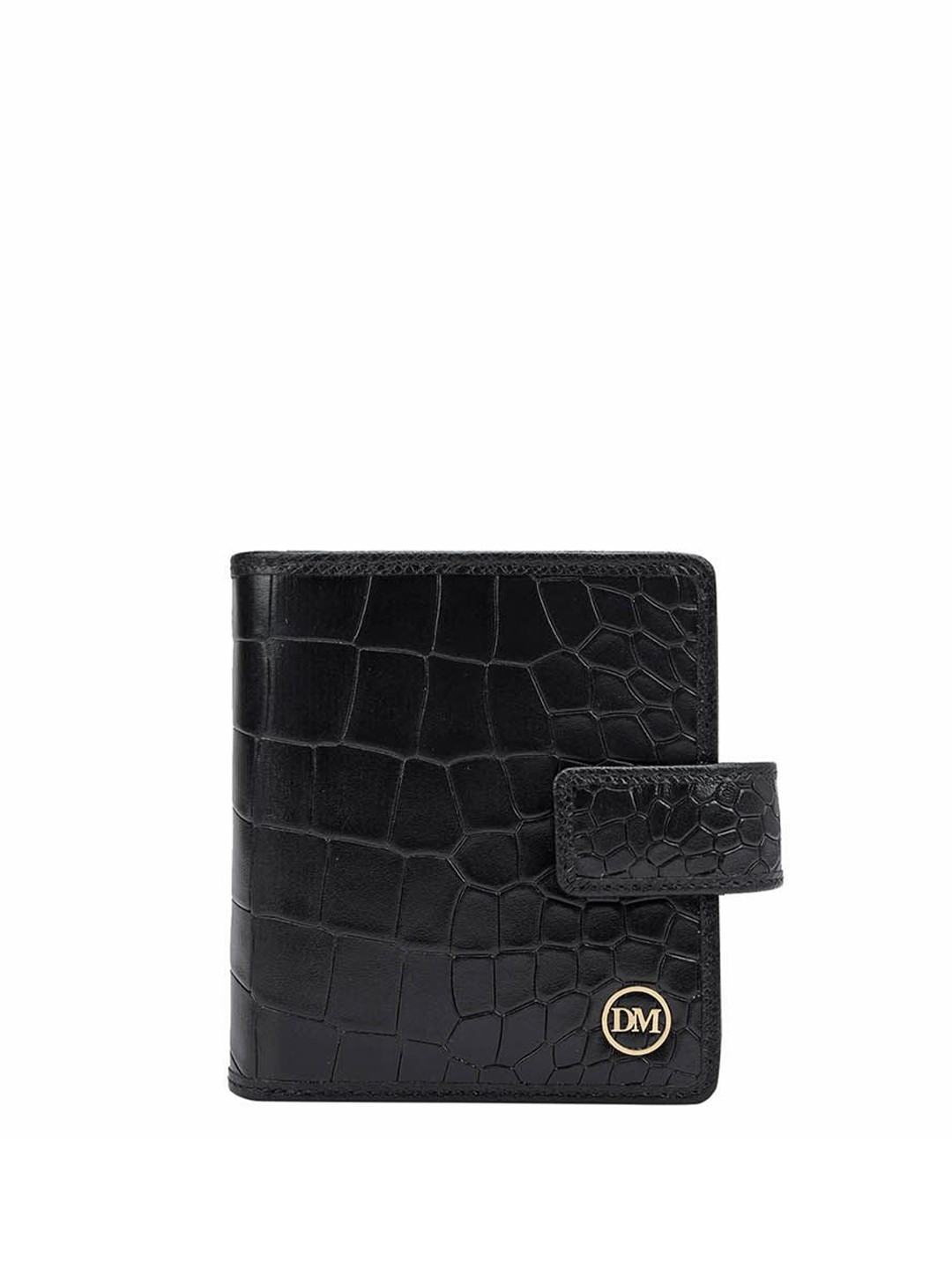 

Da Milano Women Textured Leather Two Fold Wallet, Black