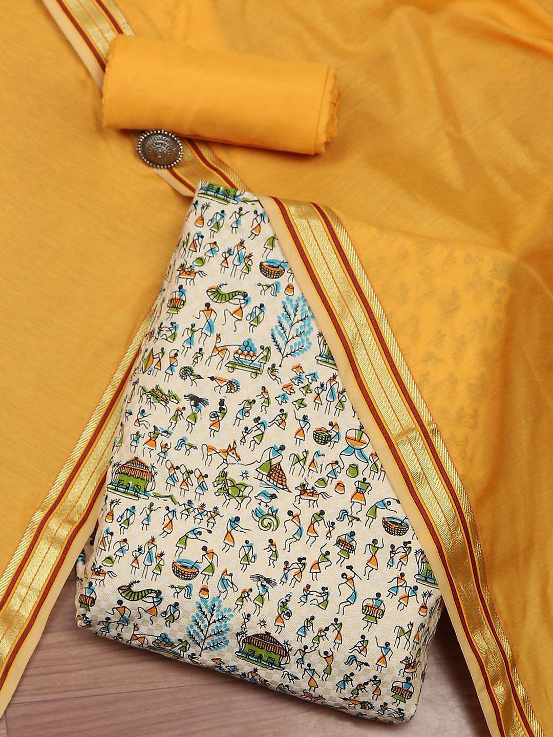 

Biba Pure Cotton Printed Unstitched Dress Material, Yellow