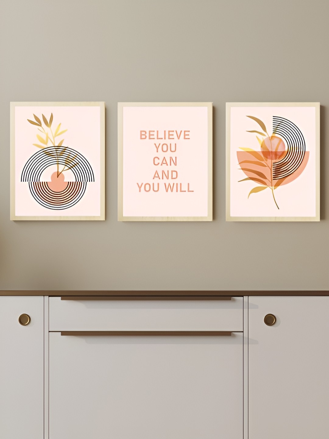 

Art Street Beige & Peach 3 Pieces Wooden Floral And Botanical Wall Paintings