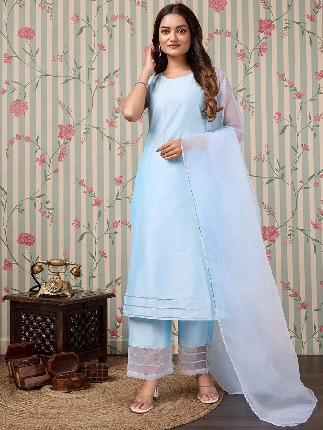 

Ode by House of Pataudi Regular Kurta with Trousers, Blue