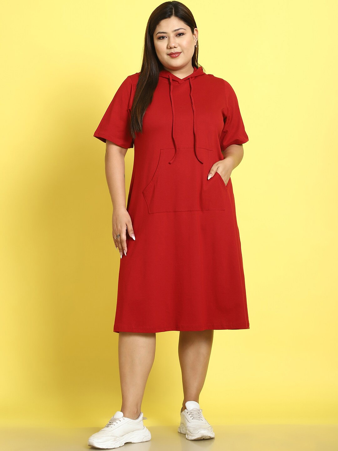 

theRebelinme Women Flared Sleeve A-Line Dress, Maroon