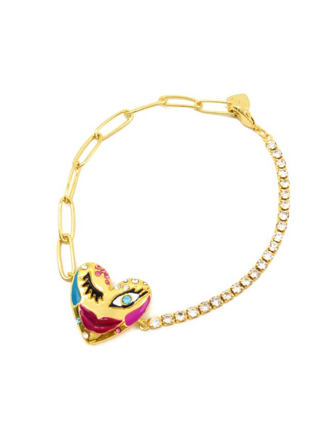 

SAHI Gold-Plated Brass Cubic Zirconia Studded Link Bracelet